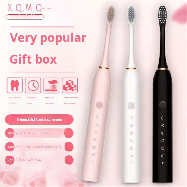 New electric toothbrush - 6 levels of sonic vibration - Home use, soft bristles, USB charging, water-resistant, children's model, charging version，Gift Box,  DuPont Soft Bristles, Teeth Whitening，