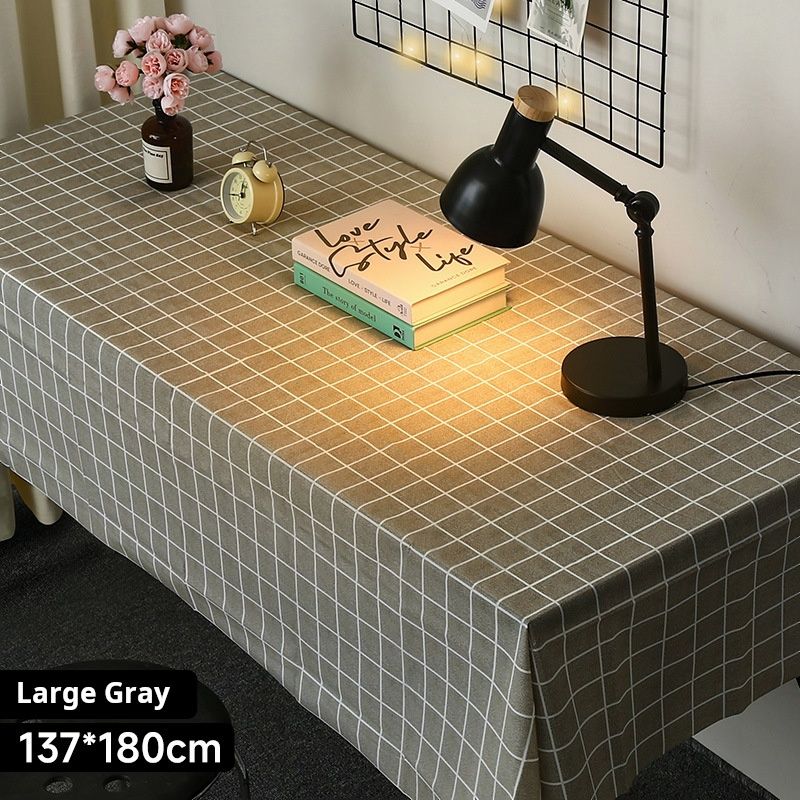 Large Gray Grid Tablecloth, 137*180cm, in Minimalist Style, Ideal for Desk or Dining Table, Easy - to - clean, Blends with Home Decor, Adds Subtle Elegance