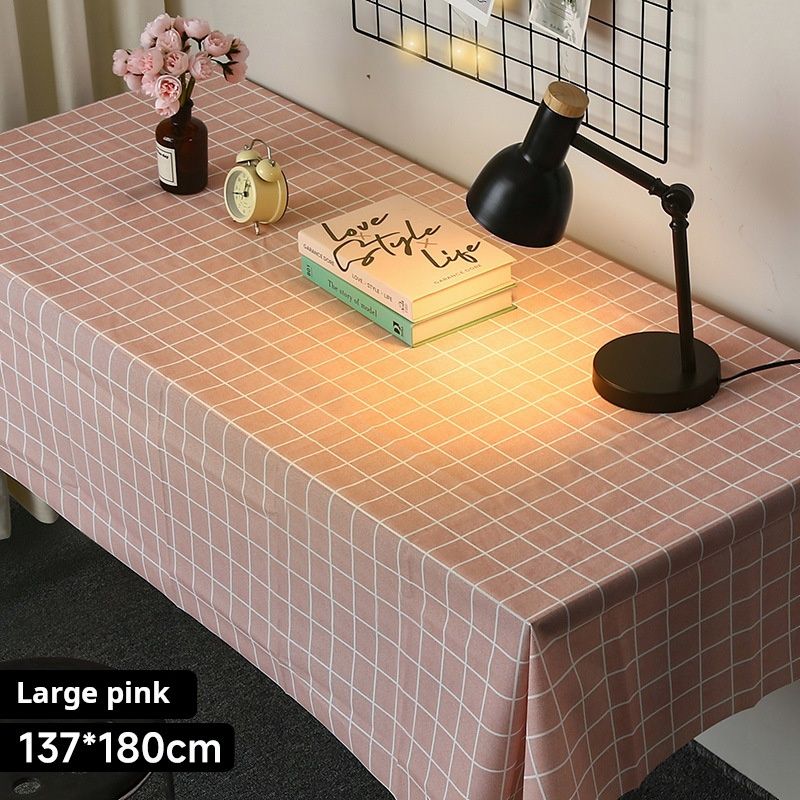 Large - size Pink Grid Tablecloth, 137*180cm, Soft - toned, Ideal for Desk or Dining Table Decoration, Adds a Sweet and Cozy Vibe, Easy - to - clean, Suitable for Home Study or Casual Dining