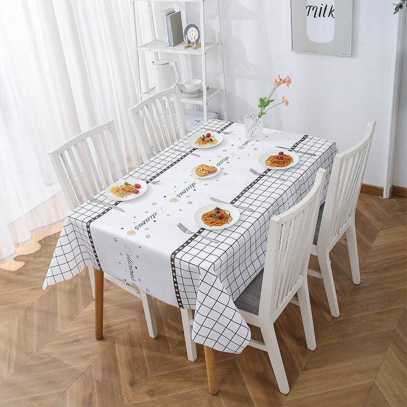 Black - and - White Grid Tablecloth, 137*180cm, with Patterned Details, Waterproof, for Dining Table, Stylish & Versatile, Easy - to - clean, Ideal for Daily Meals and Home Gatherings