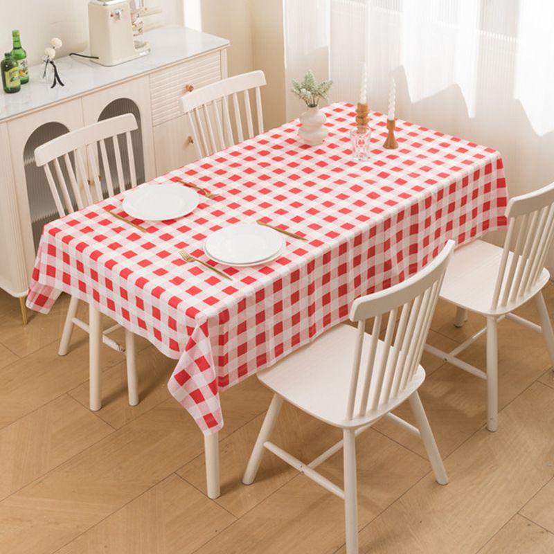 Red and White Gingham Check Tablecloth, 137*180cm, Waterproof, for Dining Table, Retro - style, Adds a Festive Touch to Kitchen, Easy - to - clean, Ideal for Daily Use and Gatherings