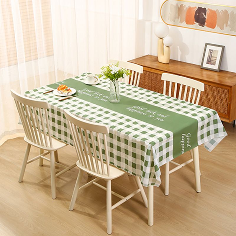Green and White Gingham Tablecloth, 137*180cm, with Inspirational Text, Waterproof, Ideal for Dining Table, Adds a Fresh and Positive Vibe to Kitchen, Easy - to - clean, Suits Daily Use