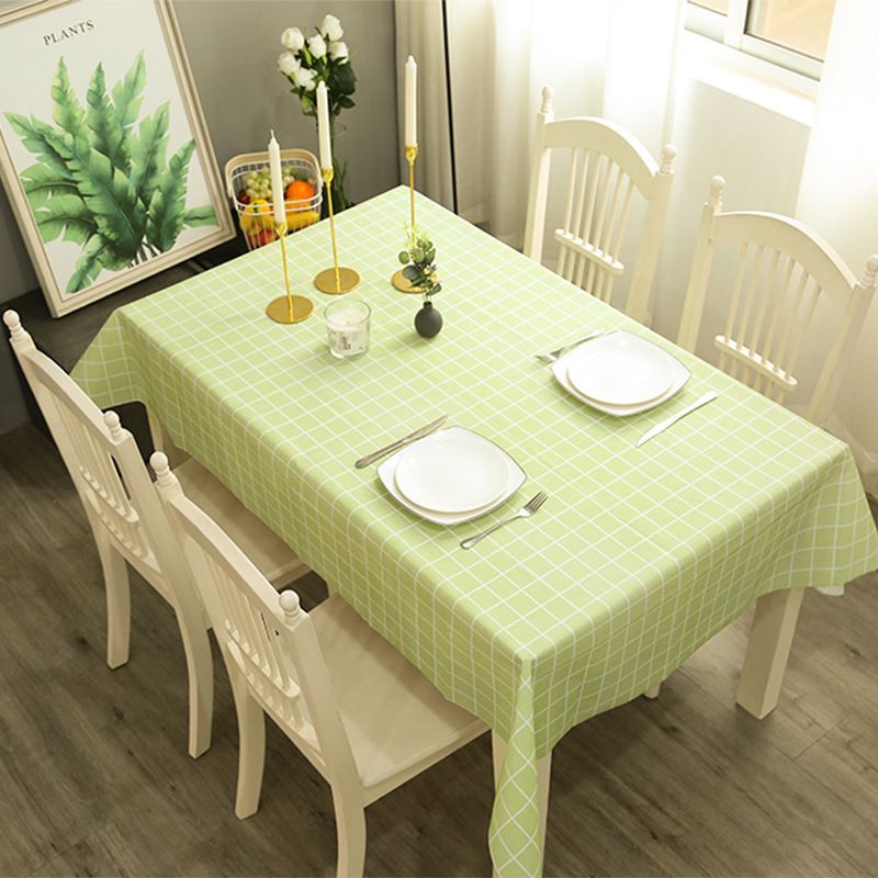 Light Green Grid Tablecloth, 137*180cm, Waterproof, for Dining Table, Brings Fresh Vibe to Kitchen, Easy - to - clean, Suits Daily Meals and Simple Gatherings