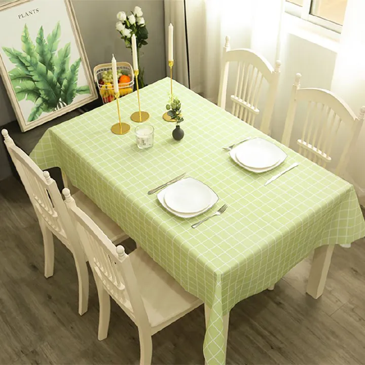 Light Green Grid Tablecloth, 137*180cm, Waterproof, for Dining Table, Brings Fresh Vibe to Kitchen, Easy - to - clean, Suits Daily Meals and Simple Gatherings