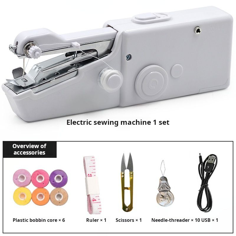 Handheld Sewing Machine, Junzhi Brand, Portable, Battery - Operated, for Denim & Delicate Fabrics, Comes with Bobbins, Needles, Measuring Tape, Scissors, USB Cable, Factory Direct Sale, In - stock Who