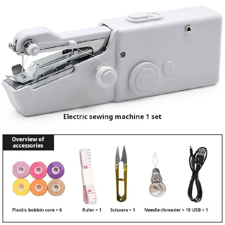 Handheld Sewing Machine, Junzhi Brand, Portable, Battery - Operated, for Denim & Delicate Fabrics, Comes with Bobbins, Needles, Measuring Tape, Scissors, USB Cable, Factory Direct Sale, In - stock Who