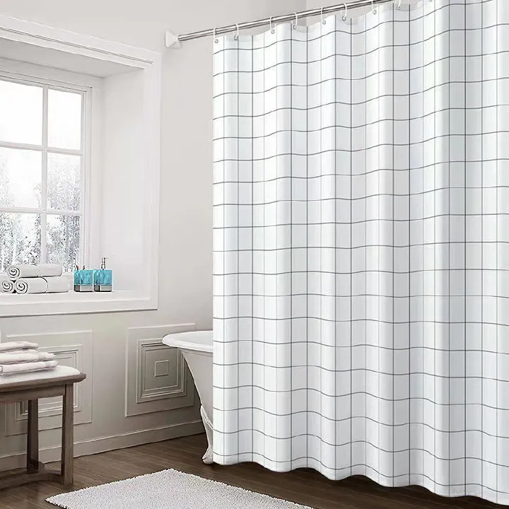 White Grid Pattern Shower Curtain, 180*180cm, Ideal for Bathroom Decoration, Waterproof Material, Ensures Privacy, Simple & Modern Design, Complements Various Bathroom Styles, Easy to Install