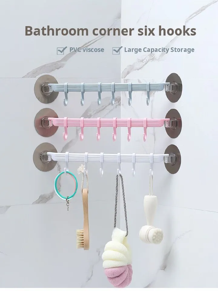 White, No - Trace Adhesive Wall Hook, 36*7CM, 95g, Ideal for Hanging Towels, Kitchen Utensils or Other Small Items in Bathroom or Kitchen. No - Drilling Installation, Convenient and Practical.