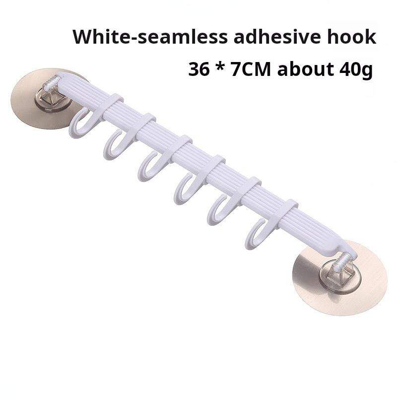 White, No - Trace Adhesive Wall Hook, 36*7CM, 95g, Ideal for Hanging Towels, Kitchen Utensils or Other Small Items in Bathroom or Kitchen. No - Drilling Installation, Convenient and Practical.