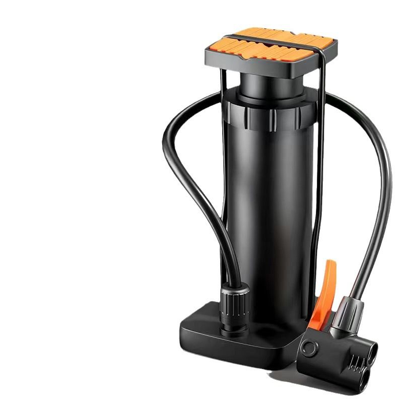 Knight Black Foot - operated Single - tube Tire Pump, Multifunctional Pump, Suitable for Car, Motorcycle, Battery Car, Balloon, Mult - purpose Gas Nozzle Tips (Included), Hidden Storage Design