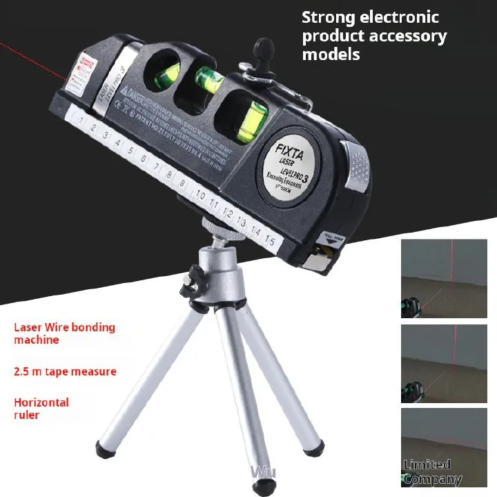 Strong Laser Level with Tripod, High - Precision Laser Line Marker, 2.5m Tape Measure, Durable, Accurate, Ideal for Construction, Home Improvement & DIY Projects.This product comes with a three-legged