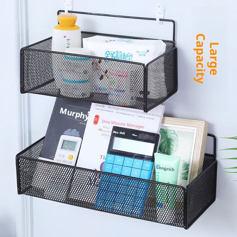 27*15*13CM  Bathroom storage rack, multi - layer design, metal material, grid structure. Can be used to hang toiletries. Suitable for bathroom storage and helps save space.