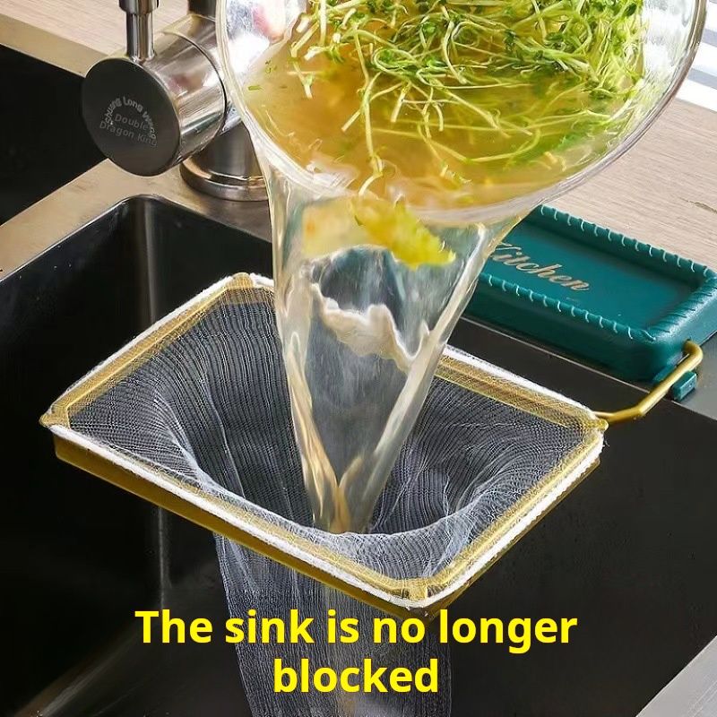 sink strainer. It consists of a metal frame and a fine - meshed net, and can be placed over the sink. When in use, it can intercept residues generated during activities like washing vegetables。