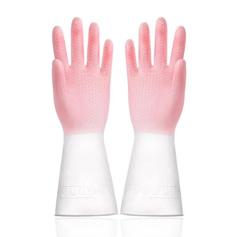 Three-color mixed-color waterproof dishwashing gloves, SIZE: M  .suitable for kitchen cleaning tasks such as washing dishes and washing vegetables.