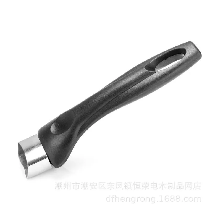 This is a pot handle. The main body is black, and the head is made of metal. It is suitable for various pots such as milk pots, frying pans, and saucepans, and can be used as a replacement part.