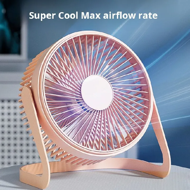 Compact desktop fan with a stylish pink - gold finish. Offers super - cool and high - volume airflow, ideal for personal cooling in summer. Portable and convenient for use at home, office, or during t