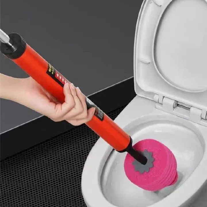 Toilet Blockage Remover, Red - handled Plunger, Pink Rubber Plunger Head, High - efficiency Clog - clearing Tool, One - time Effective Unblocking, “One boom, Instantly not blocked” Feature,