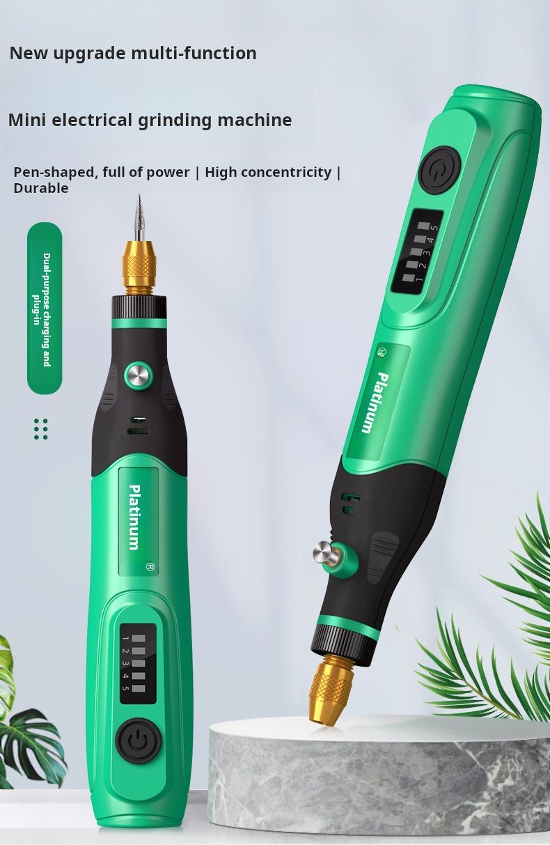 Mini variable - speed electric grinder, new upgrade, custom high - power motor. It's a small handheld tool. Ideal for household use, it can handle tasks like jade carving, wood sanding, and metal poli