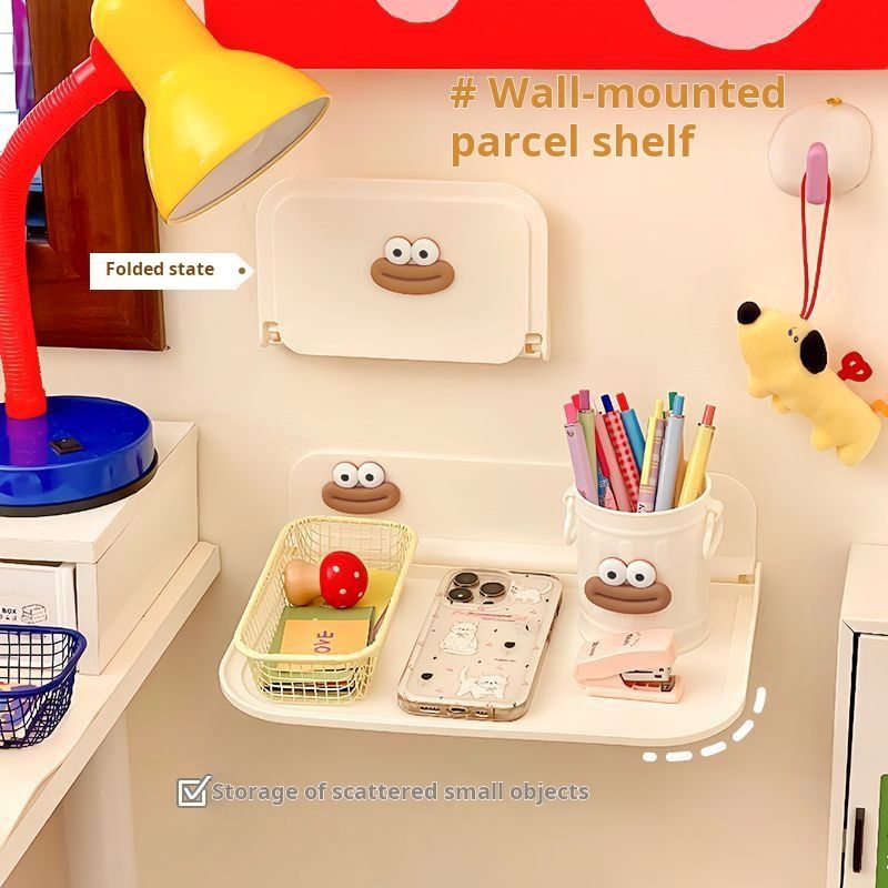 White storage shelf, punch - free installation. Can hold small items. Suitable for kitchens, bathrooms and other scenarios. Simple style.