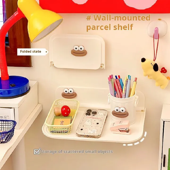 White storage shelf, punch - free installation. Can hold small items. Suitable for kitchens, bathrooms and other scenarios. Simple style.