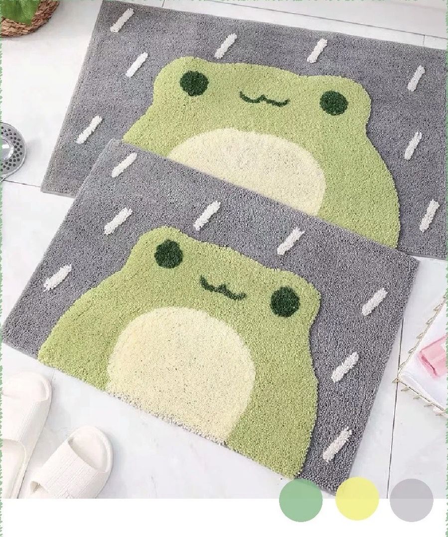This is a cute cartoon - themed bathroom floor mat with a bear pattern. Made of anti - slip, thickened faux cashmere, it's water - absorbent and dries quickly. Ideal for bathroom entrances, it combine