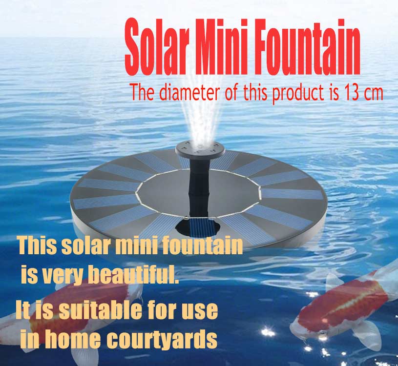 Mini Solar - powered Fountain Pump,Solar Fountain Solar Water Fountain Garden Pool Pond Outdoor Solar Panel Garden Decoration   13CM Diameter, 7V/1W Solar Panel, 0.5 - 0.85W Pump Power,