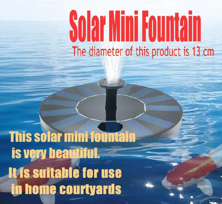 Mini Solar - powered Fountain Pump,Solar Fountain Solar Water Fountain Garden Pool Pond Outdoor Solar Panel Garden Decoration   13CM Diameter, 7V/1W Solar Panel, 0.5 - 0.85W Pump Power,
