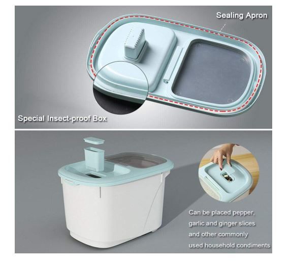 Basage Rice Storage Container, 10KG/22Lbs /5kg Airtight Rice Sealed Box with BPA Free Plastic and Insert-Proof Box, Dry Food Storage Containers Pink