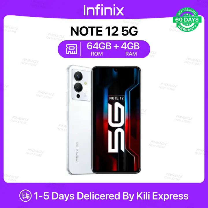 Refurbished INFINIX NOTE 12 5G 4GB RAM 64GB ROM 6.7'' 5000mAh 50MP+16MP Camera (Dual SIM) Android Smartphones/ Mobile Phones