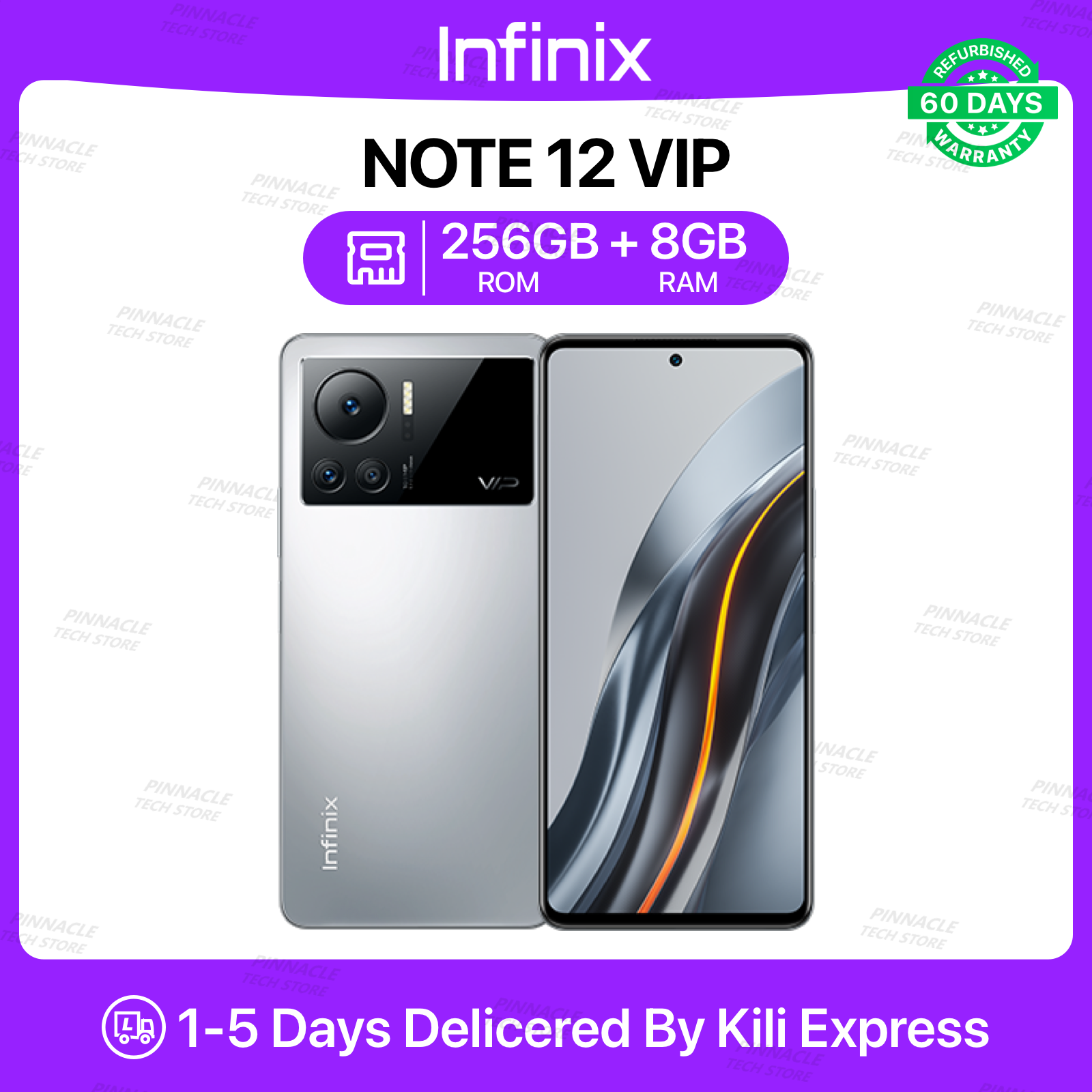 Refurbished Infinix Note 12 VIP 8GB RAM + 256GB ROM 6.7" 4500mAh 108MP+16MP Camera (Dual SIM) Android Smartphones/ Mobile Phones