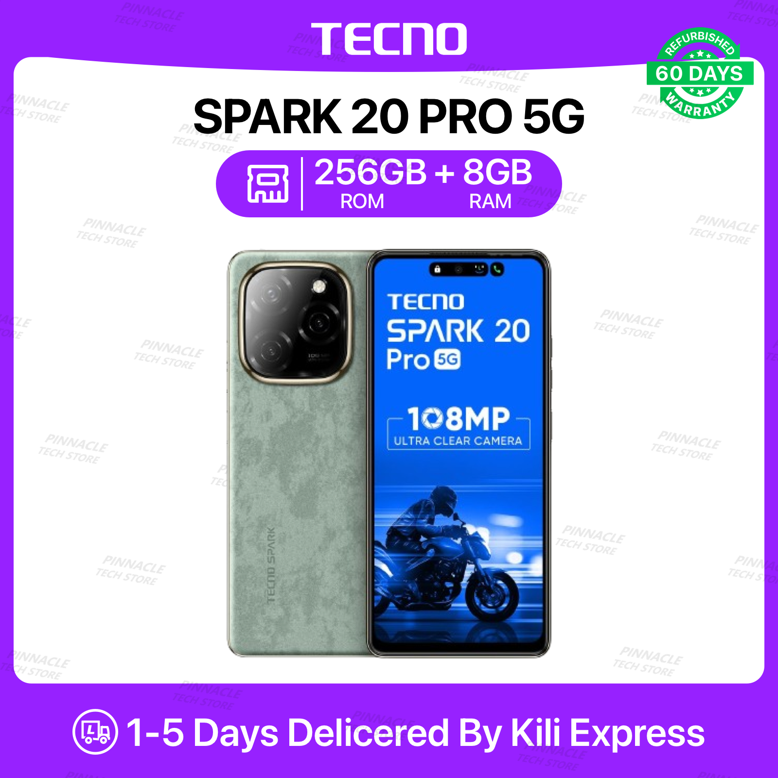 Refurbished Tecno Spark 20 Pro 5G 8GB RAM 256 ROM 6.78'' 32MP+108MP Camera 5000mAh (Dual SIM) Android Smartphones/ Mobile Phones
