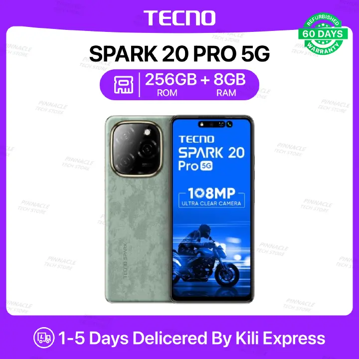 Refurbished Tecno Spark 20 Pro 5G 8GB RAM 256 ROM 6.78'' 32MP+108MP Camera 5000mAh (Dual SIM) Android Smartphones/ Mobile Phones