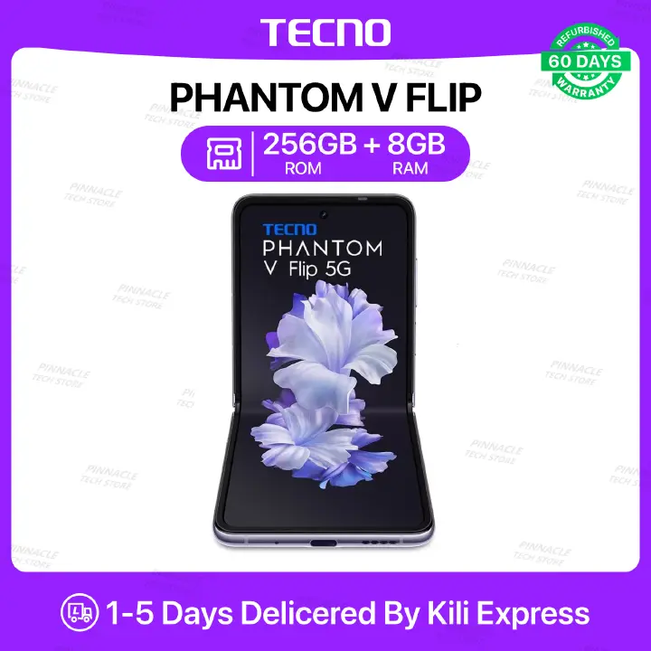 Refurbished Tecno Phantom V flip 8GB RAM 256 GB ROM 6.9'' 4000mAh 32MP+64MP Camera Android Smartphones/ Mobile Phones
