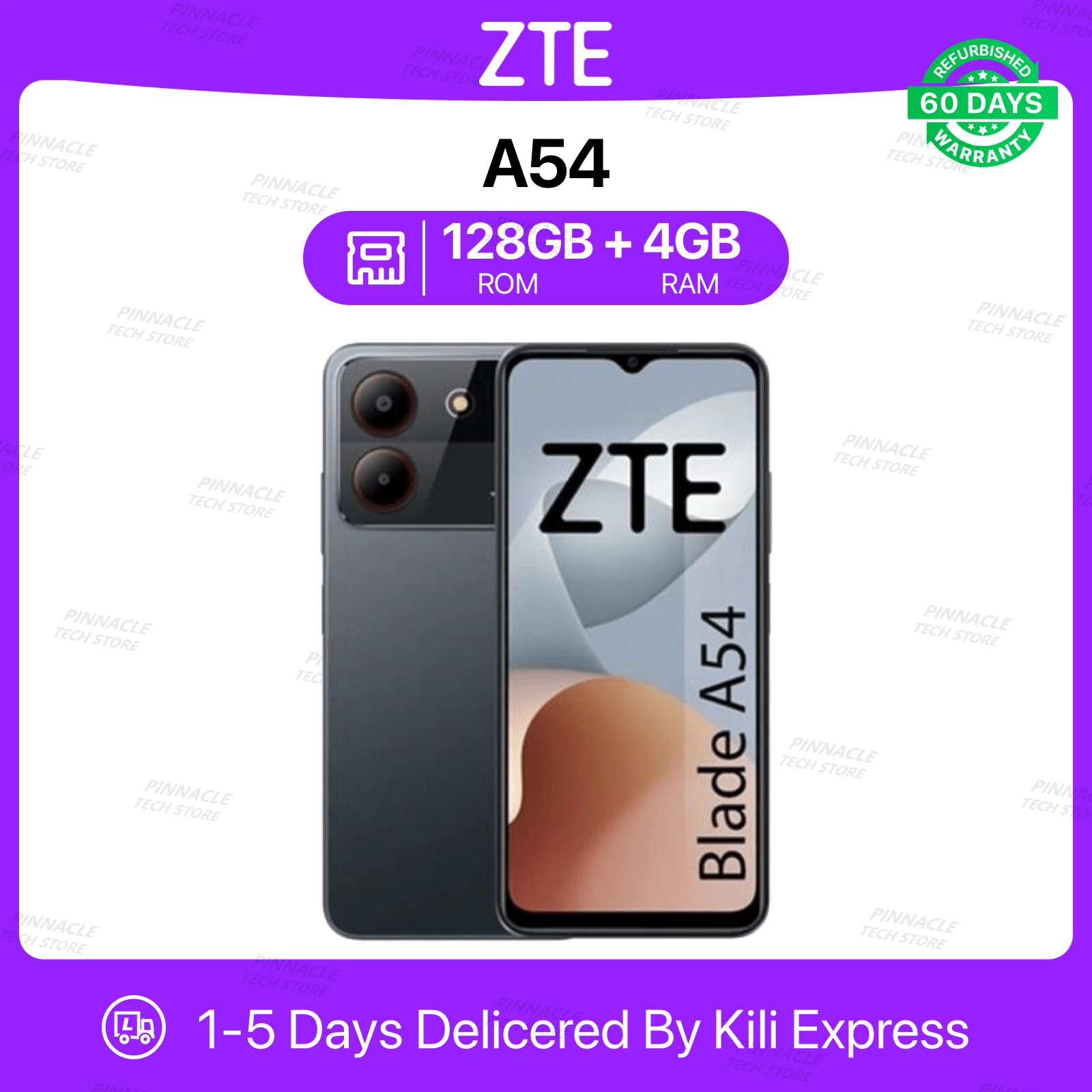 ZTE A54 4GB RAM + 128GB ROM 6.6" Display 5000mAh Battery 5MP+13MP Camera (Dual SIM) Android Smartphones/Mobile Phones