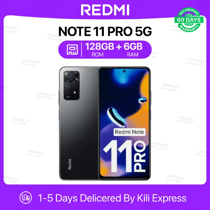 Refurbished Redmi Note 11 Pro 6GB RAM 128GB ROM 6.67'' 5000mAh 16MP+108MP Camera(Dual Sim) Android Smartphones/ Mobile phones