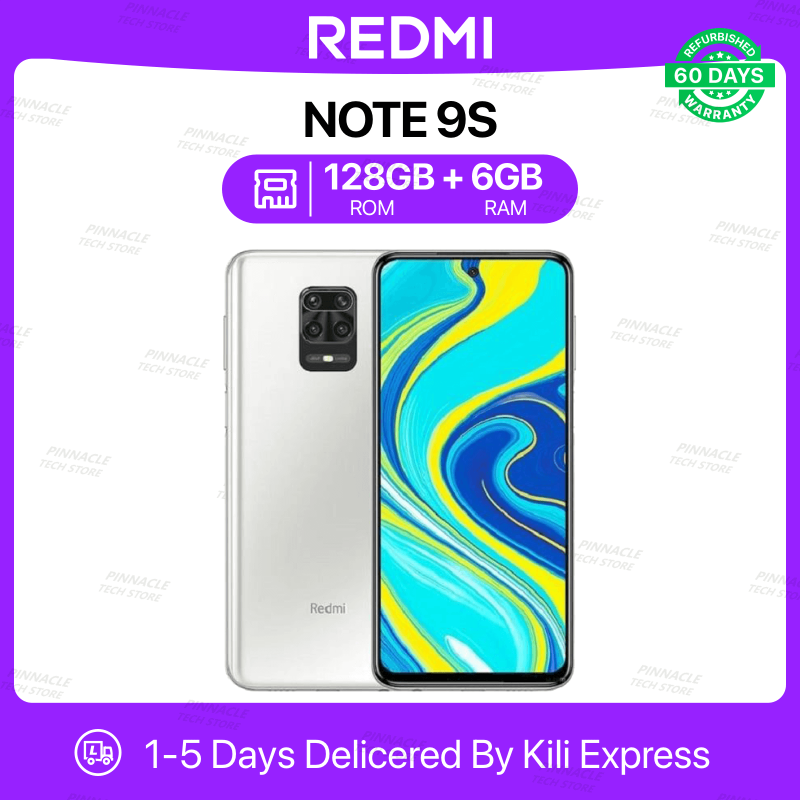 Refurbished Redmi Note 9S 6GB RAM 128GB ROM 6.67'' 5020mAh 16MP+48MP Camera(Dual Sim) Android Smartphones/ Mobile phones