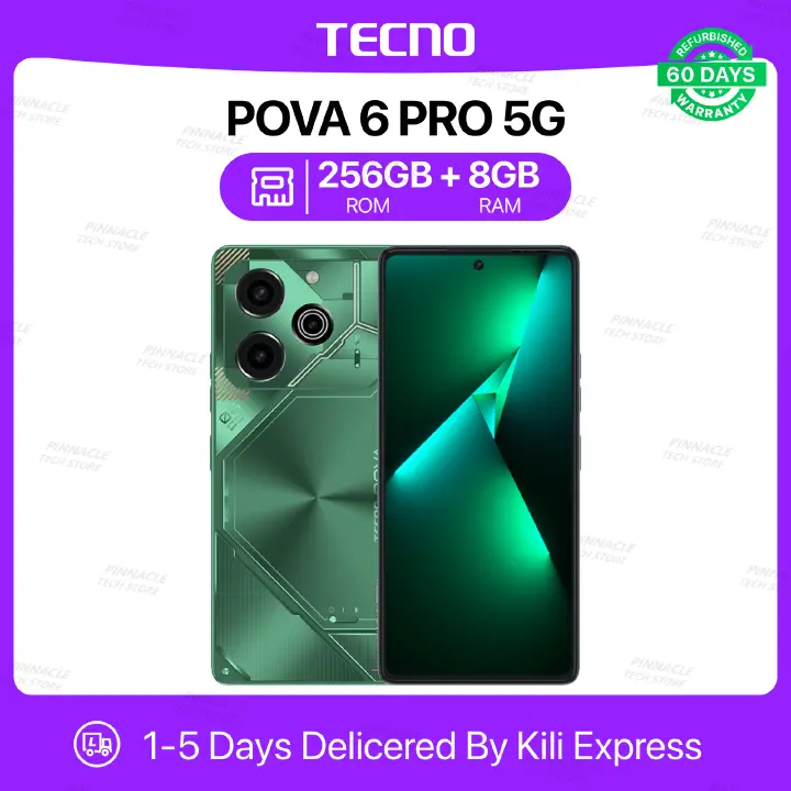 Refurbished Tecno POVA 6 Pro 5G 8GB/12GB RAM 256GB ROM 6.78'' 6000mAh 32MP+108MP Camera(Dual Sim) Android Smartphones/ Mobile phones