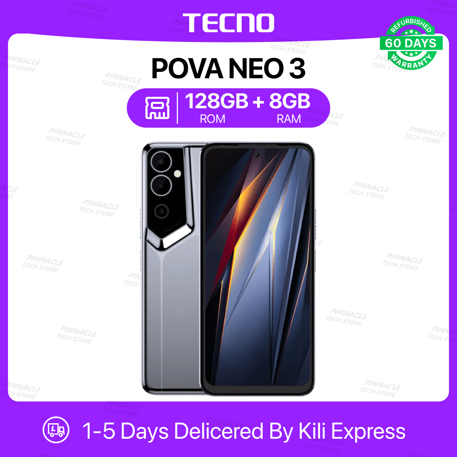 Refurbished Tecno POVA Neo 3 8GB RAM+ 128GB ROM 6.82'' Screen 7000mAh Battery 8MP+16MP Camera Mobile Phones/ Smartphones