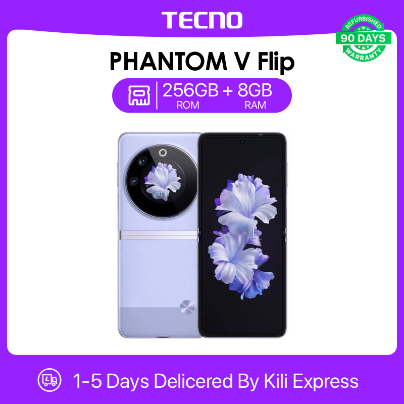 Refurbished Tecno Phantom V Flip 8GB RAM 256 GB ROM 6.9'' 4000mAh 32MP+64MP Camera Android Smartphones/ Mobile Phones