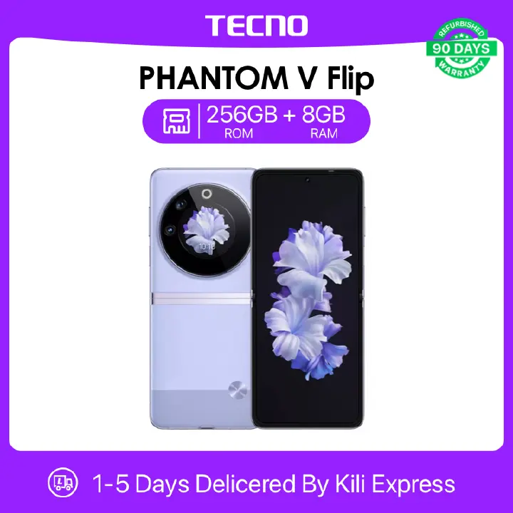 Refurbished Tecno Phantom V Flip 8GB RAM 256 GB ROM 6.9'' 4000mAh 32MP+64MP Camera Android Smartphones/ Mobile Phones