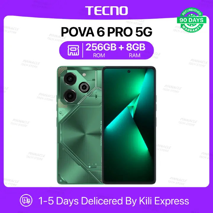 Refurbished Tecno POVA 6 Pro 5G 8GB/12GB RAM 256GB ROM 6.78'' 6000mAh 32MP+108MP Camera(Dual Sim) Android Smartphones/ Mobile phones