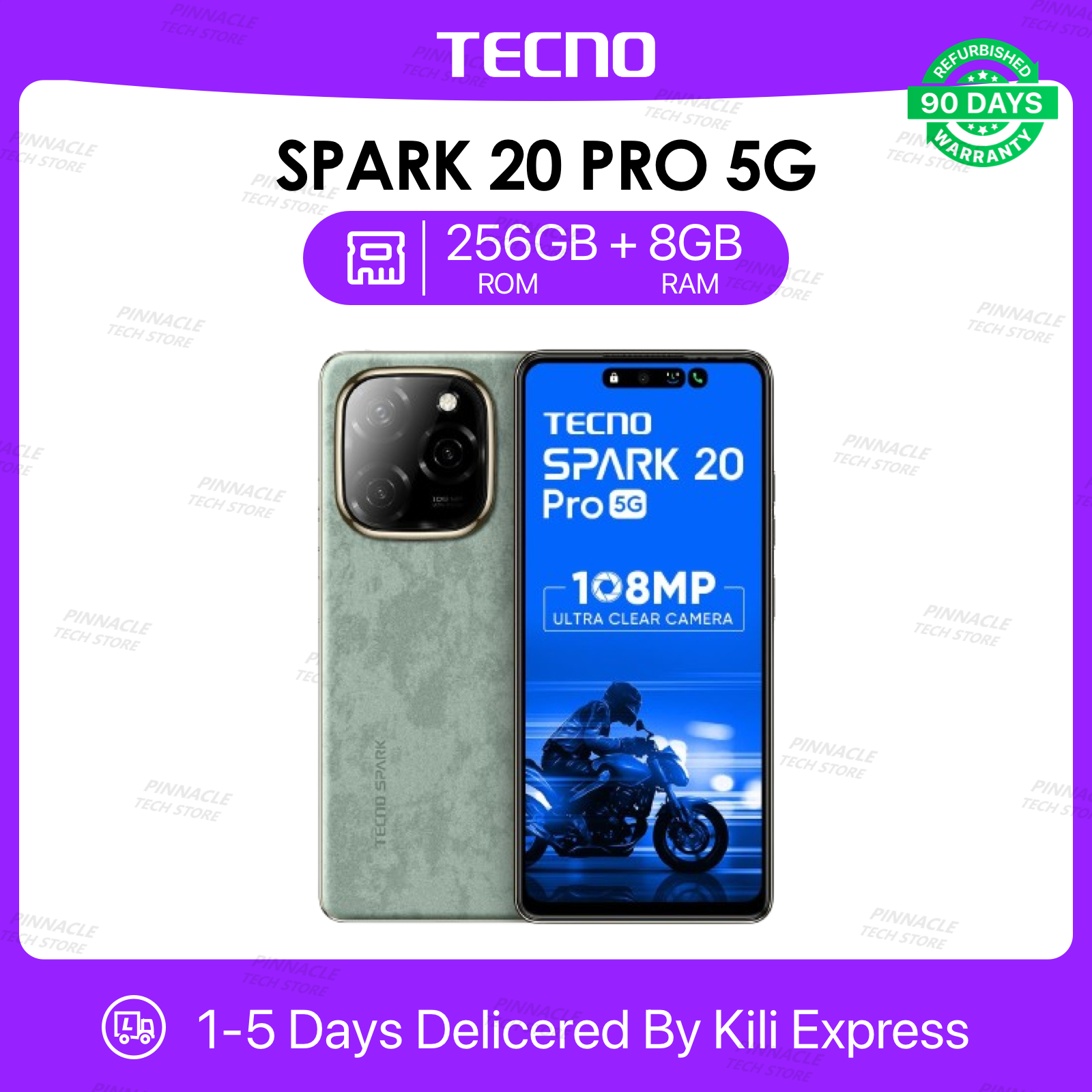Refurbished Tecno Spark 20 Pro 5G 8GB RAM 256 ROM 6.78'' 32MP+108MP Camera 5000mAh (Dual SIM) Android Smartphones/ Mobile Phones