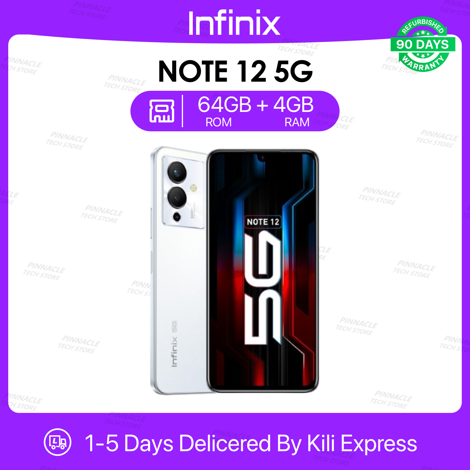 Refurbished INFINIX NOTE 12 5G 6GB RAM 64GB ROM 6.7'' 5000mAh 50MP+16MP Camera (Dual SIM) Android Smartphones/ Mobile Phones