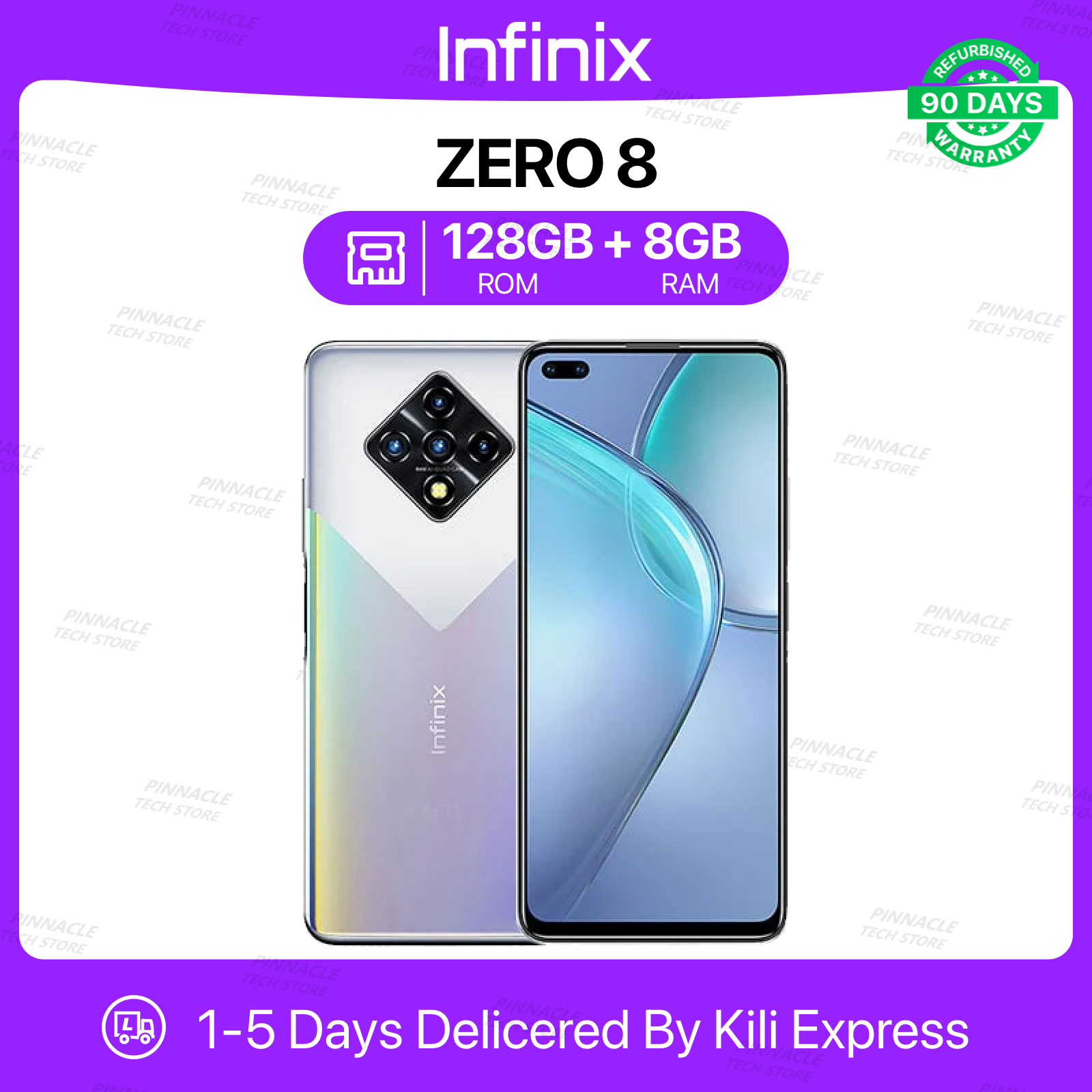 Refurbished Infinix Zero 8 8GB RAM 128GB ROM 6.85'' 4500mAh 48MP+64MP Camera(Dual Sim) Android Smartphones/ Mobile phones