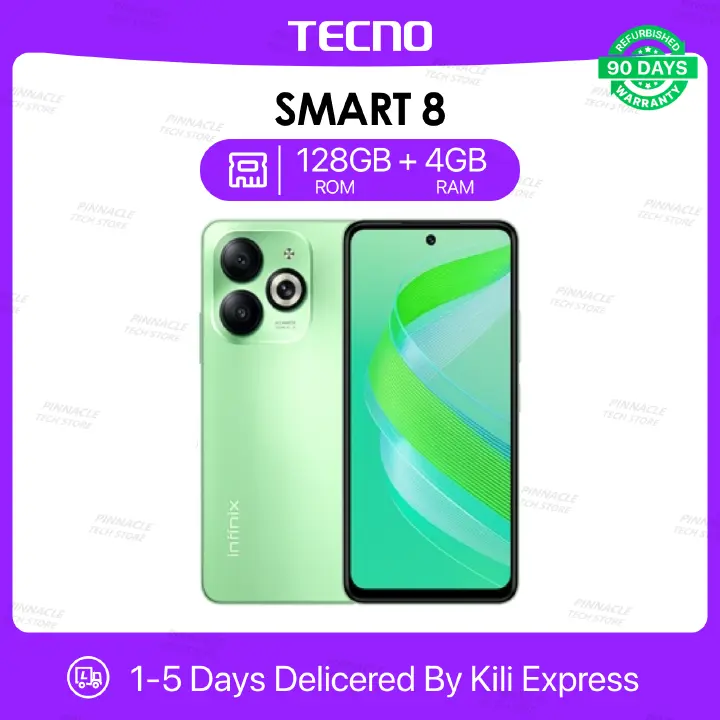 Refurbished INFINIX SMART 8 4GB RAM + 128GB ROM 6.6" 5000mAh 13MP+8MP Camera  (Dual SIM) Android Smartphones/ Mobile Phones
