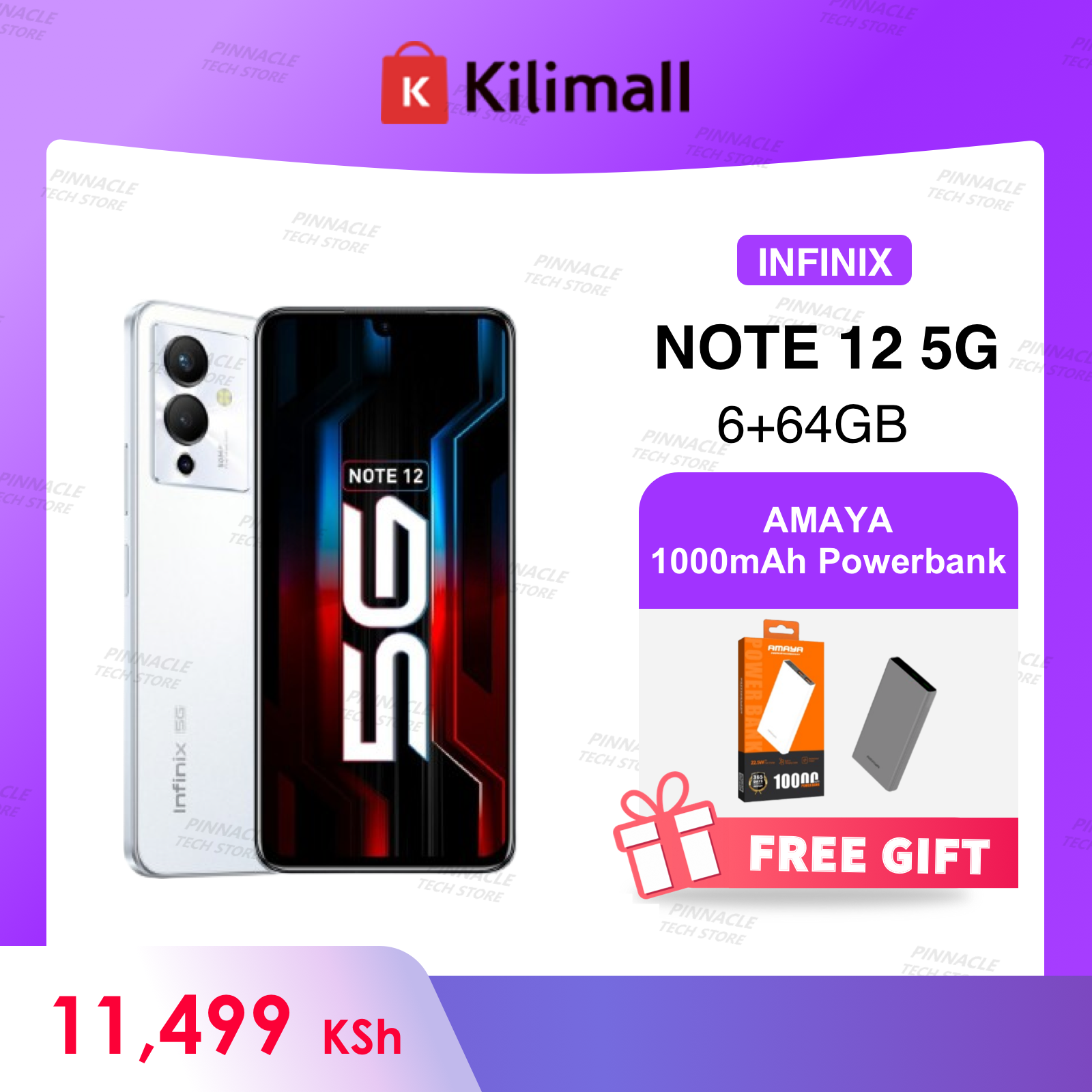 【Buy 1 Get 1 Powerbank Free】Refurbished INFINIX NOTE 12 5G 6GB RAM 64GB ROM 6.7'' 5000mAh 50MP+16MP Camera (Dual SIM) Android Smartphones/ Mobile Phones+Amaya 1000mAh Powerbank