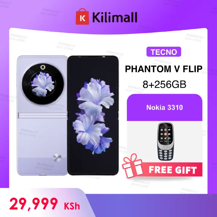 【Buy 1 Get 1  Nokia 3310 Free】Refurbished Tecno Phantom V Flip 8GB RAM 256 GB ROM 6.9'' 4000mAh 32MP+64MP Camera Android Smartphones/ Mobile Phones+Nokia 3310