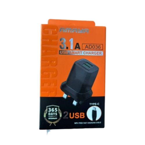 New Amaya 3.1A Dual USB Smart Charger – Fast Charging Adapter for Phones/ Amaya 3.1A  Charger