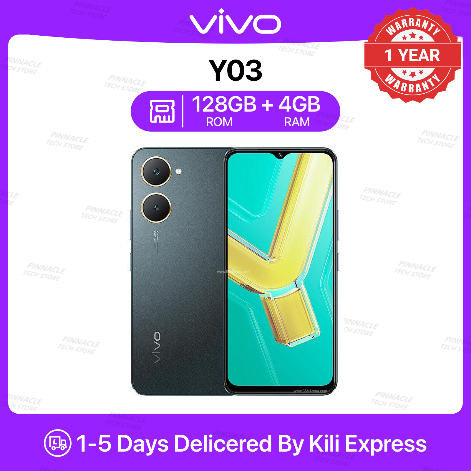 【Brand New】Brand New Vivo Y03 128GB/64GB ROM 4GB RAM 6.56" 5000mAh 13MP+5MP Camera  Android Smartphones/Mobile phones