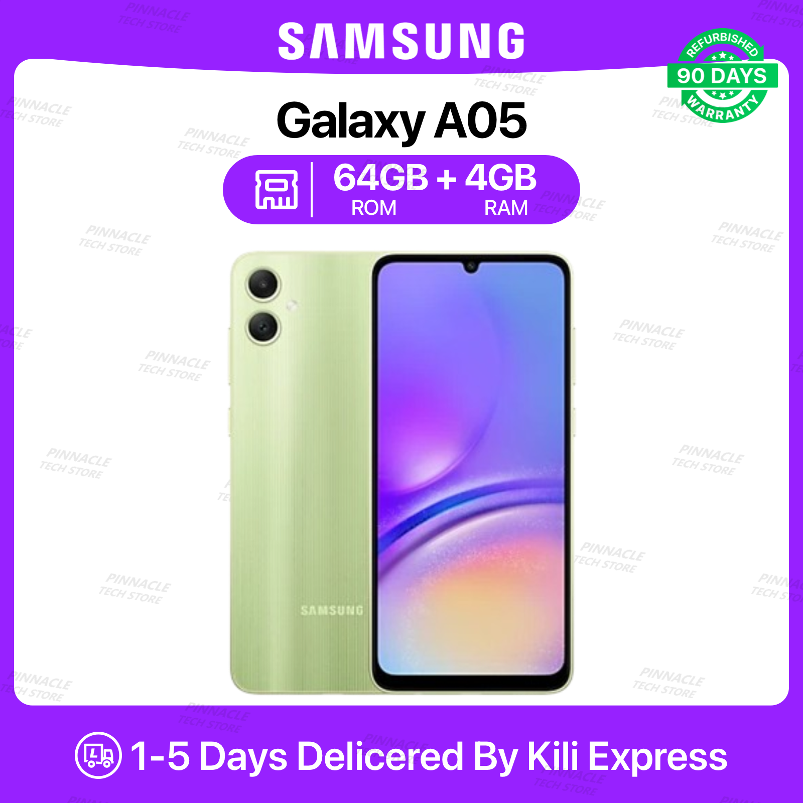 Refurbished Samsung Galaxy A05  4GB RAM 64GBROM 6.7'' Screen  5000mAh Battery 50MP+8MP Camera (Dual SIM) Android Smartphones/Mobile phones